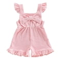 thumbnail image 1 of Nwiuh Toddler Girl Outfit Baby Summer Romper Cute Bow Sleeveless One Piece Jumpsuit Shorts Overalls Clothes (Red, 6-12 Months), 1 of 8
