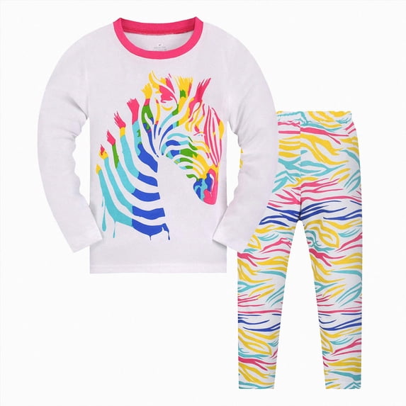 Nwiuh Toddler Girl Pajamas Sets Long Sleeve Cotton Pajamas Baby Girls Clothes PJs Two Piece Kids Jammies White 2-3 Years
