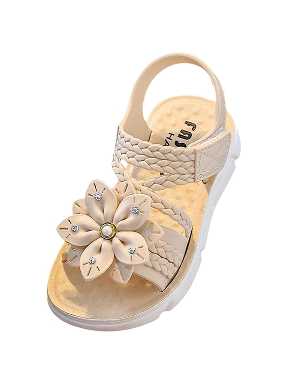 Toddler Girls Sandals Little Girls Kids Shoes Girls Sandals Toddler(Beige, 13)