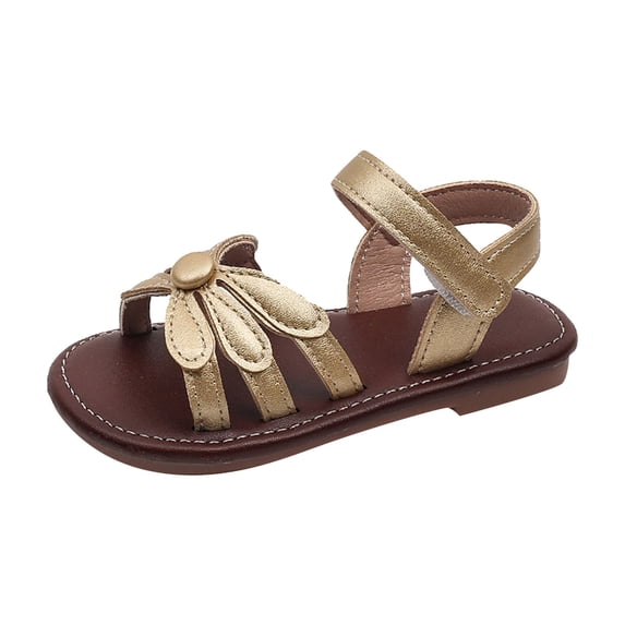 Nwiuh Toddler Girls Sandals Little Girls Kids Summer Shoes Toddler Sandals(Gold, 12)
