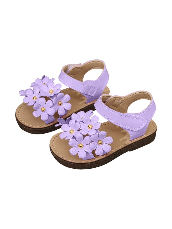 Toddler Girls Sandals Little Girls Kids Summer Shoes Toddler Sandals(Light Purple, 8)
