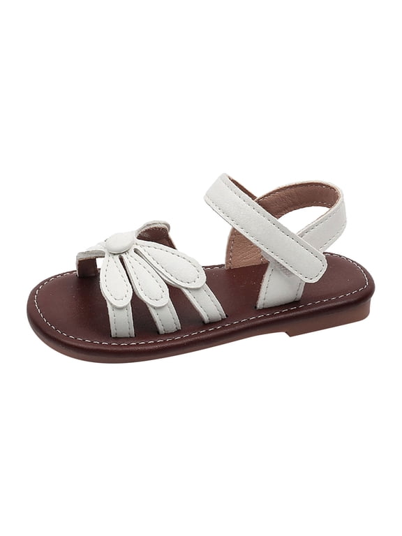Toddler Girls Sandals Little Girls Kids Summer Shoes Toddler Sandals(White, 9)