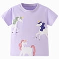 thumbnail image 1 of Nwiuh Toddler Girls Short Sleeve Shirts Unicorn Graphic Cotton Shirt Tee Summer T-Shirts for Girls(Purple,3-4 Years), 1 of 7