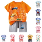 Toddler Kids Baby Boy Summer Clothes Sets 1T 2T 3T 4T 5T Letter Print Short Sleeve Tops Camouflage Shorts Outfits(Yellow, 3-4 Years)