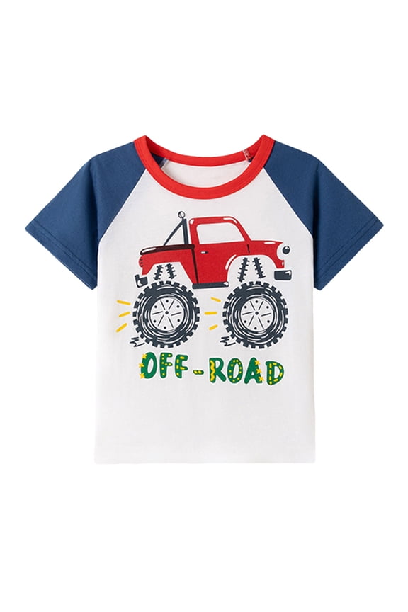 Toddler Kids Baby Boys Girls Short Sleeve Crewneck Car T Shirt Top Big Sister Clothes Blue for Size 6 Years