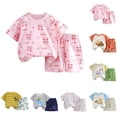 thumbnail image 1 of Nwiuh Toddler Newborn Baby Boy Outfit Short Sleeve Tops Pants Clothes Set Infant Boys Summer Winter 2PCS (5-6 Years, Orange), 1 of 3