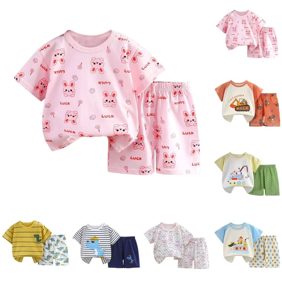 Nwiuh Toddler Newborn Baby Boy Outfit Short Sleeve Tops Pants Clothes Set Infant Boys Summer Winter 2PCS (5-6 Years, Orange)