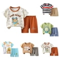 thumbnail image 1 of Nwiuh Toddler Newborn Baby Boy Outfit Short Sleeve Tops Pants Clothes Set Infant Boys Summer Winter 2PCS(Light Green, 18-24 Months), 1 of 5