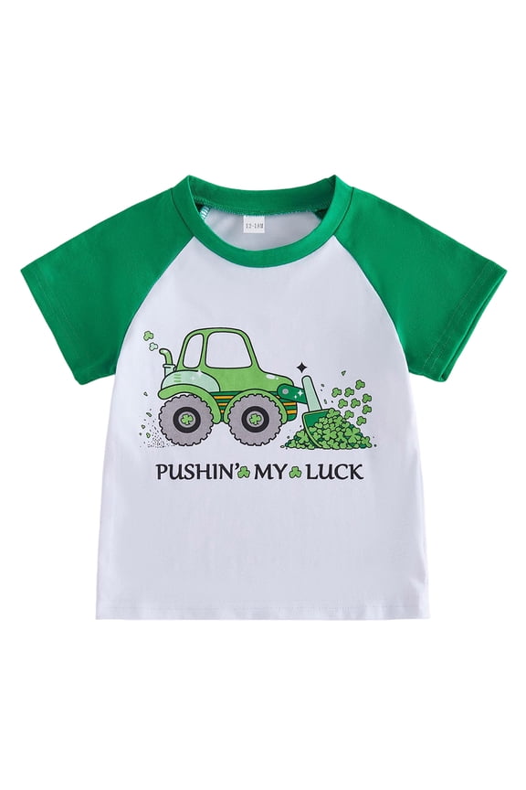 Toddler St Patricks Day Shirt Boys Girls Green Lucky Shamrock Clover Tees Kids Short Sleeve Saint Patrick's Tee Tops (White, 18-24 Months)