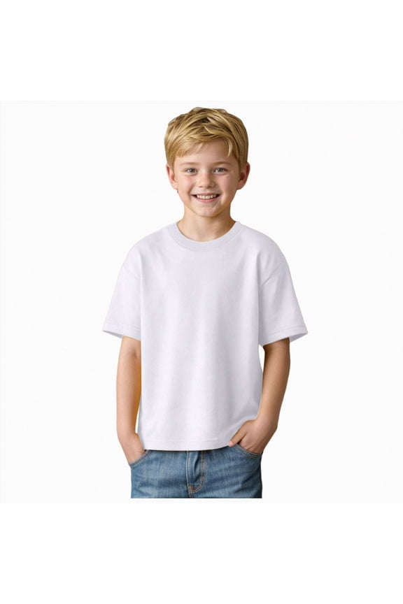 Tshirts for Kids Boys Short Sleeve Shirts for Boys Toddler Tee Solid T-Shirts Kids Tshirt Summer Tops White for Size 3-4 Years