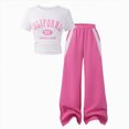 thumbnail image 1 of Nwiuh Tween Girls Clothes Sporty Graphic Top + Wide Leg Pants 2pcs Outfit Set (Pink, 10-11 Years), 1 of 6