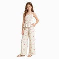 thumbnail image 1 of Nwiuh Tween Girls Clothes Summer 2 Piece Outfit Set Ruffle Cami Top Wide Leg Pants with Pockets (White, 13-14 Years), 1 of 8