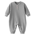 thumbnail image 1 of Nwiuh Unisex Newborn Baby Romper Ribbed Onesie Infant Long/Short Sleeve Jumpsuit (Grey, 6-12 Months), 1 of 4