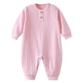 thumbnail image 1 of Nwiuh Unisex Newborn Baby Romper Ribbed Onesie Infant Long/Short Sleeve Jumpsuit (Pink, 6-12 Months), 1 of 4