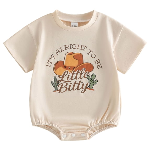 Nwiuh Western Baby Girls Boys Bodysuit Clothes Country Cowboy Cowgirl Funny Cute Infant Creeper One-Piece Baby Bodysuit (Beige, 3-6 Months)