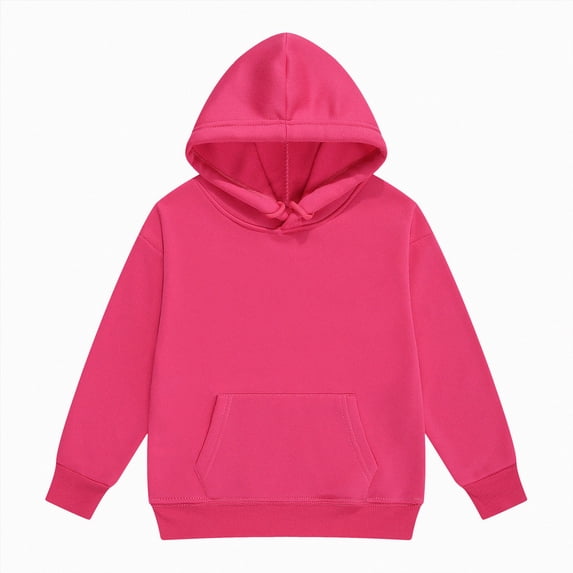 Nwiuh Youth Athletic Hoodie Sweatshirts,Boys Girls Hooded,Teen Girls Fleece Hoodie Pullover with Pockets Tops Kids Clothes(Hot Pink,5-6 Years)
