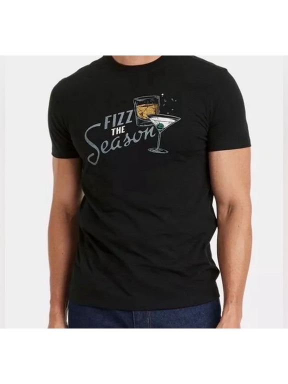Nwt Goodfellow Fizz The Season Holiday In Black T-Shirt
