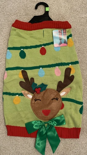 Nwt Petco Merry Makings Oh Deer Dog Pet Funny Ugly Sweater Green Xl