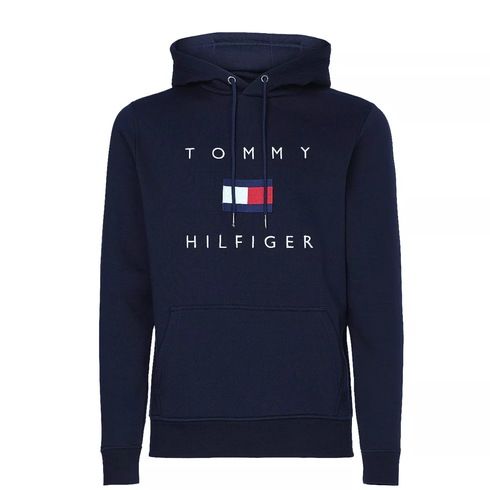 Nwt Tommy Hilfiger Men'S Hoodie Flag Logo Pullover Fleece Hooded