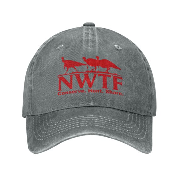 Nwtf Logo Unisex Adult Washed Denim Cotton Sport Outdoor Baseball Cap Adjustable Cowboy Baseball Hat