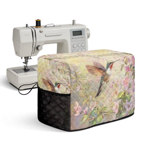 Nxidvxne Sewing Lover Sewing Machine Cover With Pocket Fits Singer Brother Janome Sew Machine 17.3 x 8.8 x 12.2 inches Hummingbird Spring Floral Print