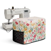 Nxidvxne Universal Sewing Machine Cover with Pockets Fit for Singer and Brother Janone Machines,Protective Decoration, Tulip Spring Floral Butterfly Print