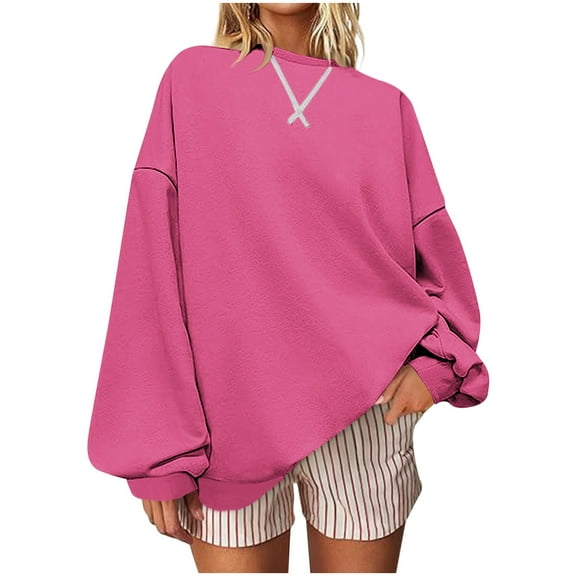 Nxznwn Crewneck Sweatshirt for Women Oversized Long Sleeve Pullover Tops Lightweight Winter Fall Fashion Basic Sweatshirts