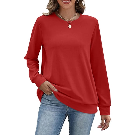 Nxznwn Crewneck Sweatshirts for Women Fall Trendy Plain Long Sleeve Pullover Tops Fashion Loose Sweatshirt with Pockets