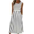 thumbnail image 1 of Nxznwn Tank Dresses for Women Summer Sleeveless Round Neck High Waist Flowy Dress Trendy Striped Maxi Dress with Pockets, 1 of 6