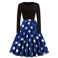 thumbnail image 1 of Nxznwn Women's Polka Dots Dress 1950s Vintage Long Sleeve Knee-Length Swing Dresses Cocktail Party Evening Dress, 1 of 5