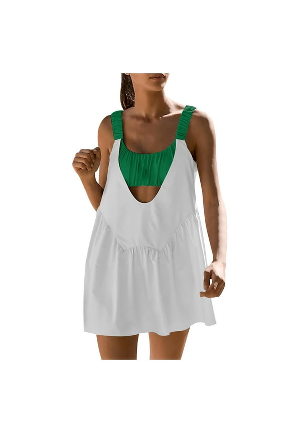 Women's Tennis Dresses with Built in Bra Casual Scoop Neck Sleeveless Mini Dress Summer Athletic Workout Tank Dress