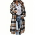thumbnail image 1 of Nxznwn Womens Flannel Plaid Shacket Jacket Fall Trendy Oversized Long Shirt Outwear Casual Lapel Button Down Trench Coats, 1 of 6