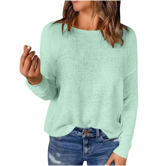 Nxznwn Womens Long Sleeve Shirts Casual Lightweight Crewneck Knit Pullover Tops Solid Loose Fall Fashion Tunic Sweaters