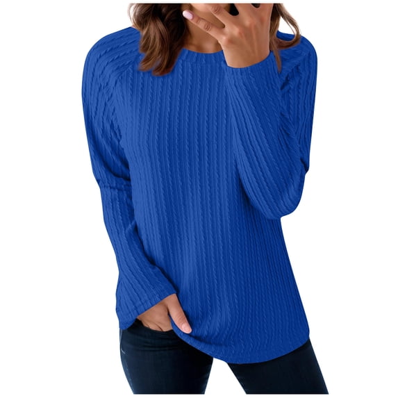 Nxznwn Womens Long Sleeve Tops Lightweight Crewneck Shirts Fall Fashion Textured Pullover Sweatshirts Loose Casual Basic Tee