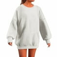 thumbnail image 1 of Nxznwn Womens Oversize Fuzzy Fleece Sweatshirt Lightweight Long Sleeve Crewneck Pullover Tops Winter Thermal Blouse with Pocket, 1 of 8