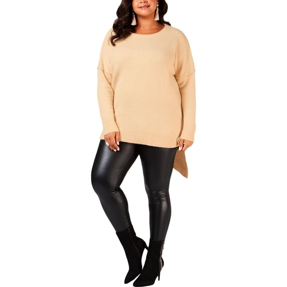 NY Collection Plus Size Asymmetrical Hem Sweater Almond Milk 1X