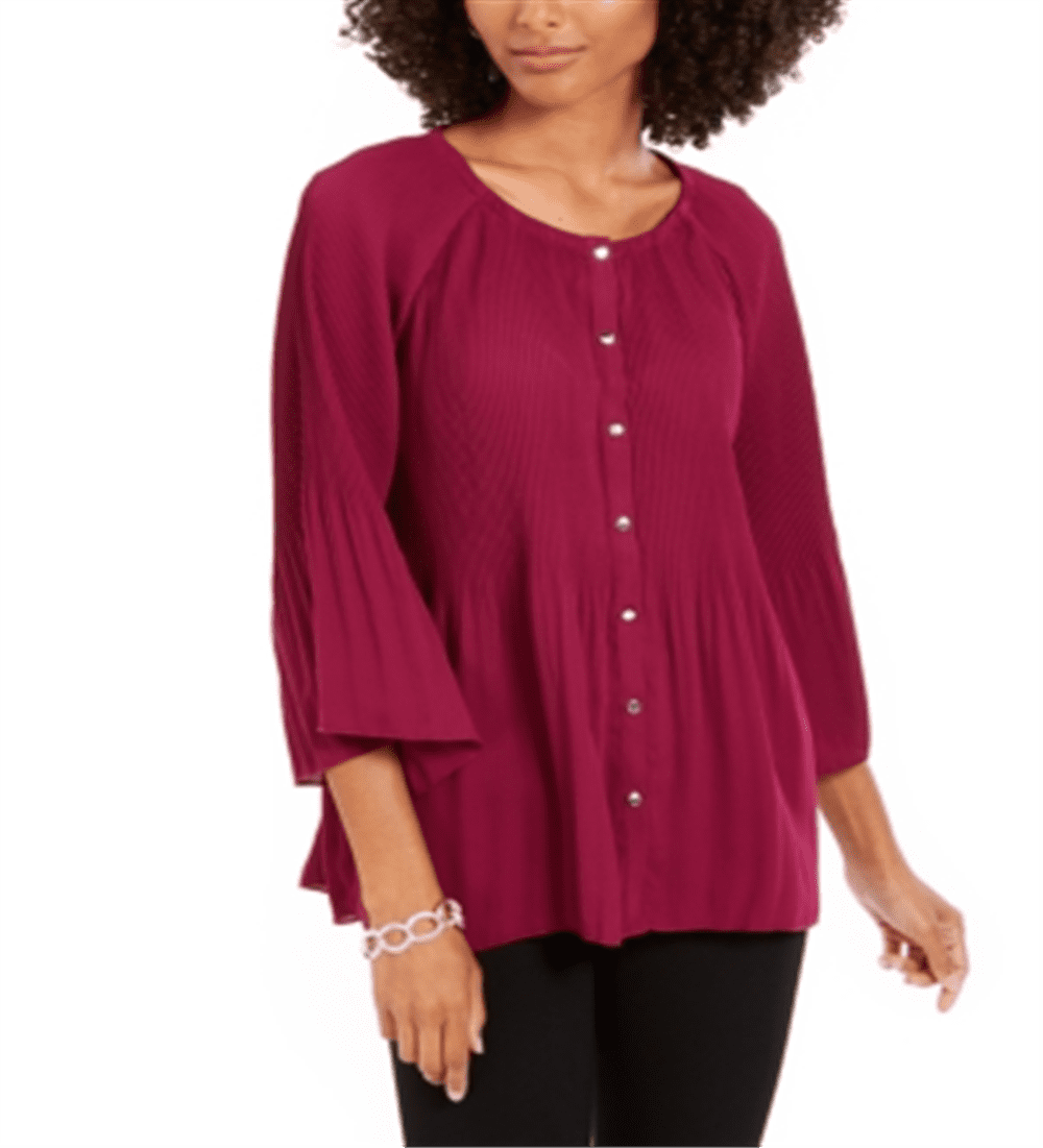 Top Femme Style & Co. Taille XL - Manches Cloche, Devant Croisé - Gris Polyester - Neuf Avec étiquettes