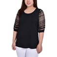thumbnail image 1 of NY Collection Womens Plus Shadow Stripe Crewneck Blouse, 1 of 2