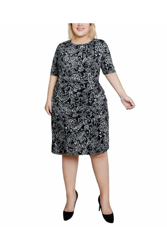 Womens Side Pleat Jersey Knit Dress Night Historic Size 2X NWT