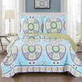 thumbnail image 1 of Nyah Oversize Coverlet Wrinkle-Free & Easy Care Reversible Floral Printed Quilt Set, 1 of 2