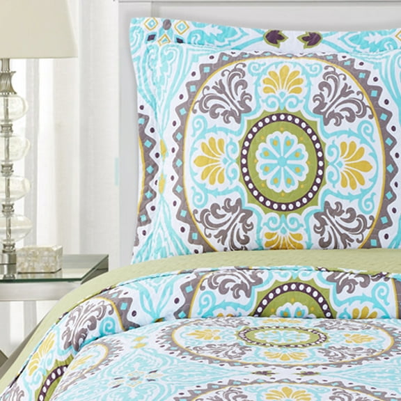 Nyah Oversize Coverlet Wrinkle-Free & Easy Care Reversible Floral Printed Quilt Set