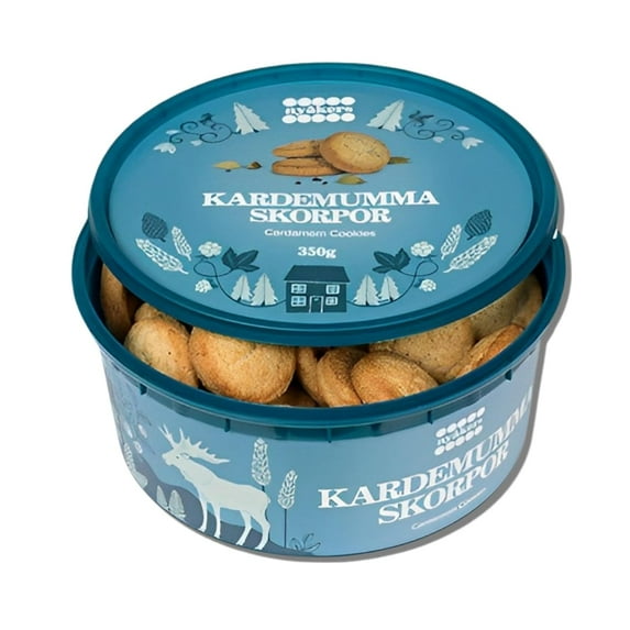 Nyakers Kardemumma Skorpor Swedish Cardamom Cookies - Small Crusts Shortbread Cookies with Cardamom Spice Traditionally Baked in Sweden - Gourmet Sugar Cookies for Christmas & Any Occasion (12.34 Oz)