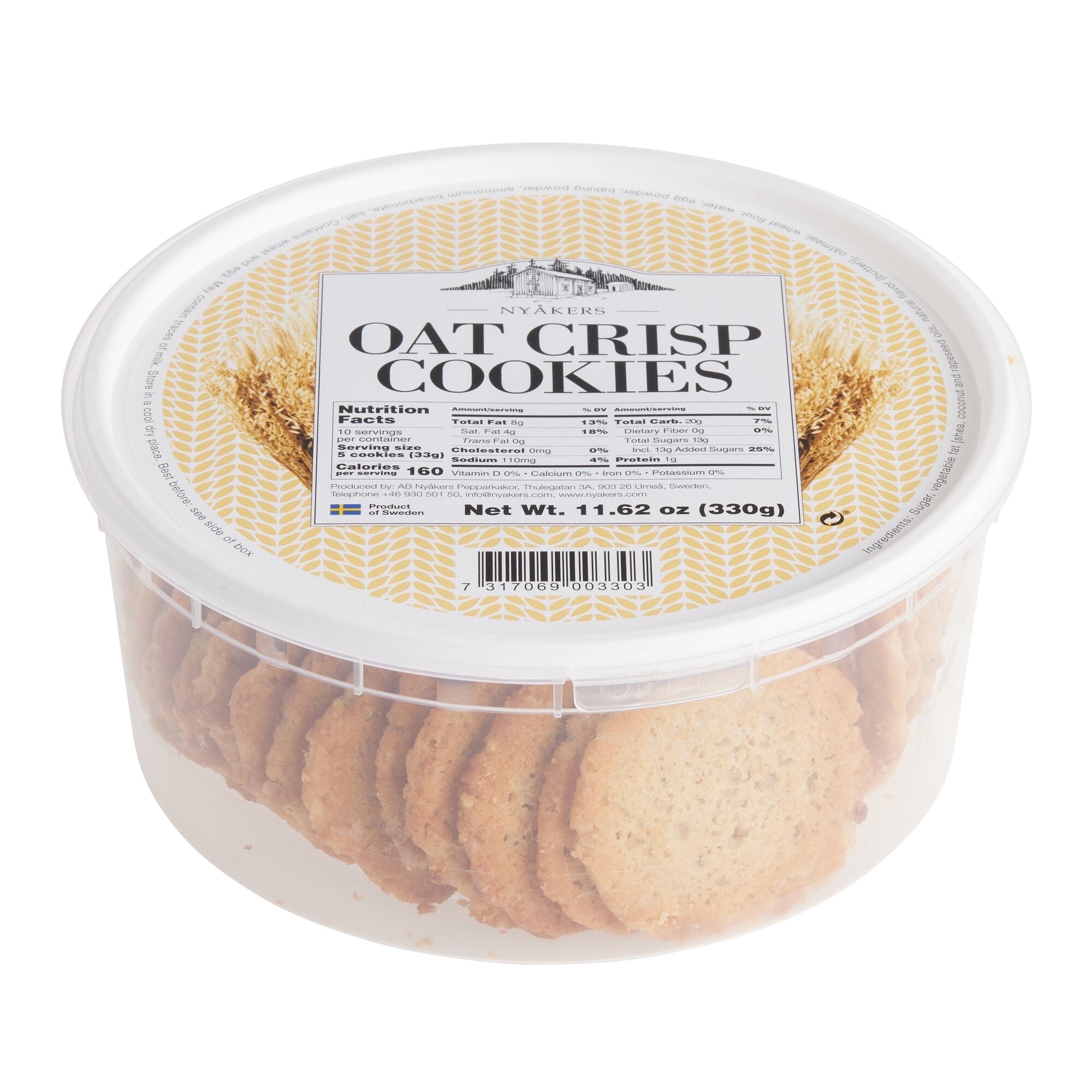 Nyakers Oat Crisp Cookie Tub 11.6 oz. Pack of 2