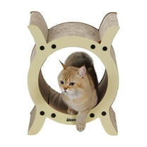 THE LICKER STORE Nyan 16.5" Modern Cardboard Tunnel Cat Scratcher with Catnip, Almond, CSR1007A
