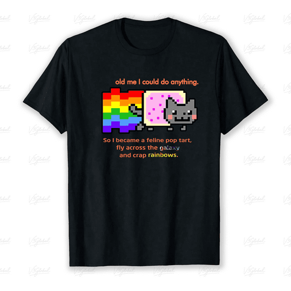 Nyan Rainbow Cat Pop Tart Flying Space Meme Internet Culture Unisex T-Shirt V80199, up to size 5XL