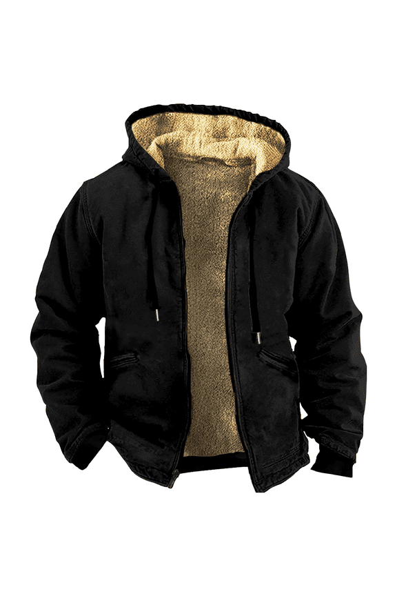 Nyango Star Zipper Hoodie Men's Long Sleeve Jacket Fashion Streetwear Thickened Winter Coat