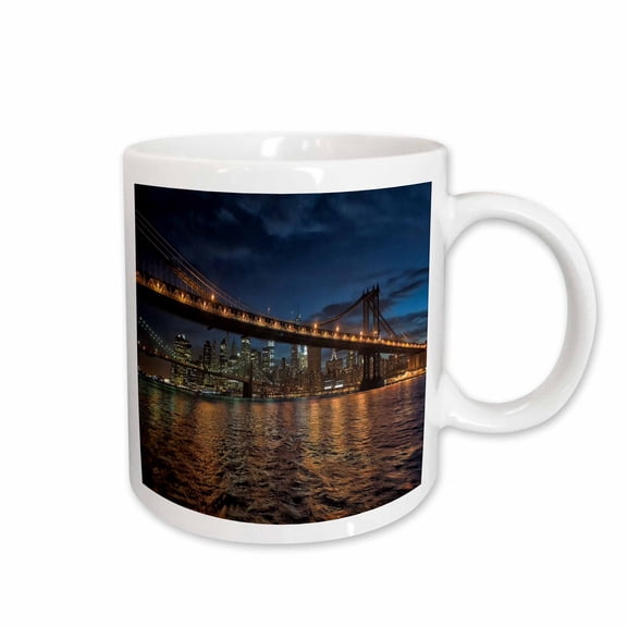3drose, Nyc Bridges at Night, 11oz Mug