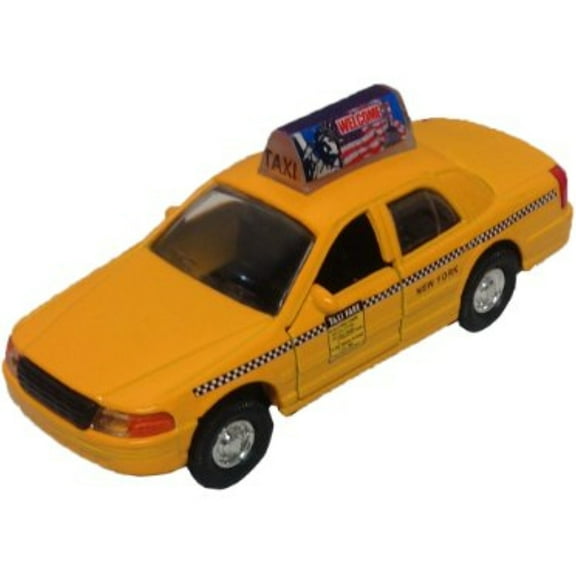 Nyc Checkered Taxi Cab Die Cast Metal Scale 1:32 With a Welcome Sign on It