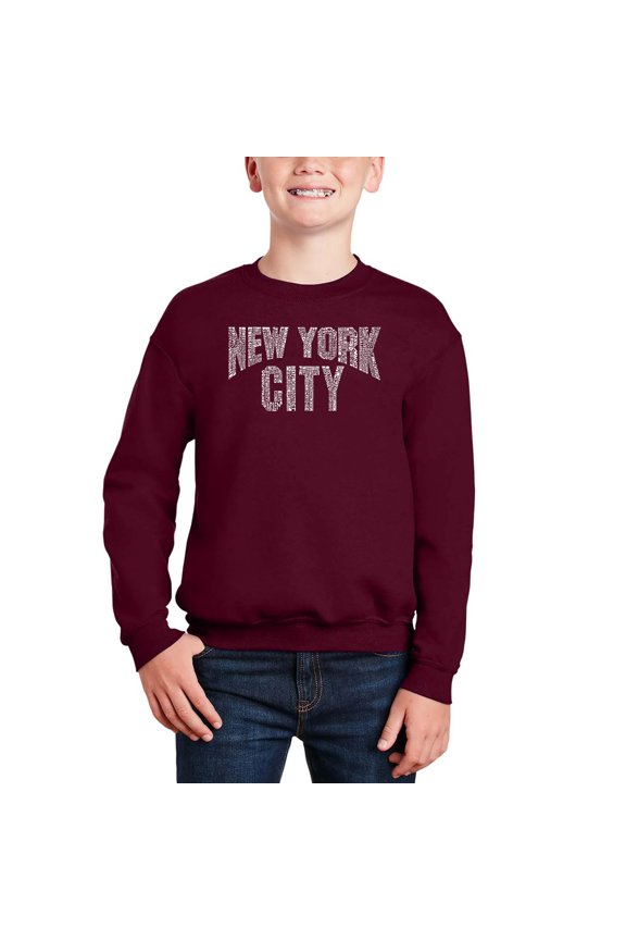 Nyc Neighborhoods - Boy's Word Art Crewneck Sweatshirt