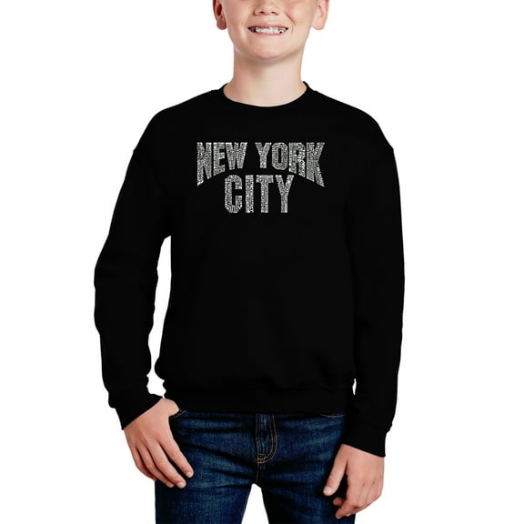 Nyc Neighborhoods - Boy's Word Art Crewneck Sweatshirt